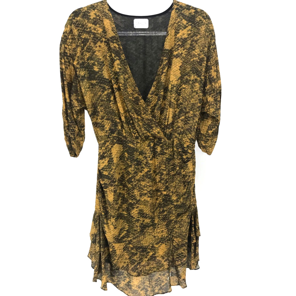 Saylor Electra Snake Print V-Neck Ruched Wrap Dress Size M